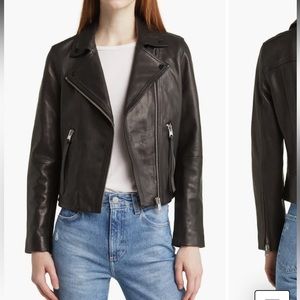 ALLSAINTS Dalby Leather Biker Jacket in Black US 10
